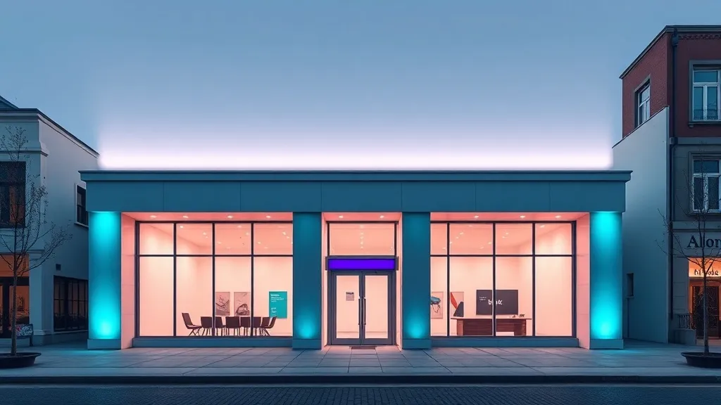 A minimalist architectural shot of a modern bank building ex