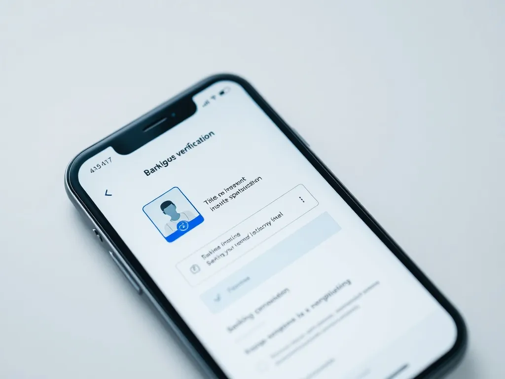 Close up of a modern smartphone showing a banking identity v
